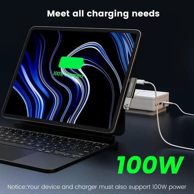 Alt view image 4 of 7 - 2-in-1 USB C OTG Adapter with 100W PD Charging, USB 3.0 Port, Right Angle for Galaxy S24, Quest 3, iPad, Chromecast, Pi-KVM Data & Charge Simultaneously