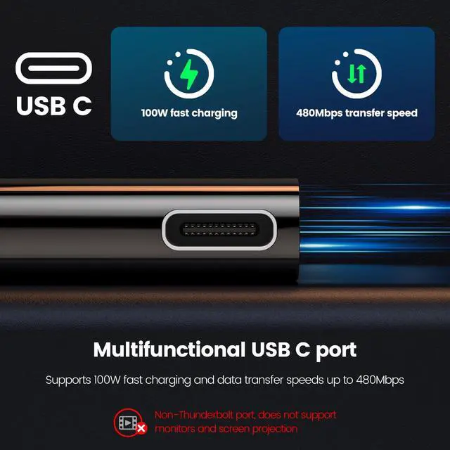 Alt view image 5 of 7 - 2-in-1 USB C OTG Adapter with 100W PD Charging, USB 3.0 Port, Right Angle for Galaxy S24, Quest 3, iPad, Chromecast, Pi-KVM Data & Charge Simultaneously