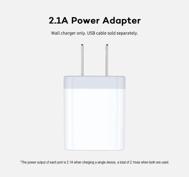 Alt view image 2 of 7 - Wall Charger, 3Pack 5V/2.1A AILKIN 2-Port USB Wall Charger Home Travel Plug Power AC Adapter Fast Charging Block Cube for iPhone 15 14 13 12 SE 16Pro Max XS 17 Plus, Samsung Galaxy, Google Pixel Box