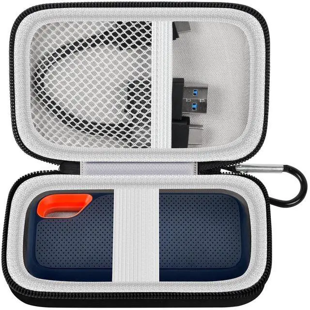 Main image of Hard Case Compatible with SanDisk 500GB/ 1TB/ 2TB/ 4TB Extreme Portable SSD - Up to 1050MB/s - USB-C, USB 3.2 Gen 2 - External for Solid State Drive. Carrying Travel Holder for USB Cables (Box Only)