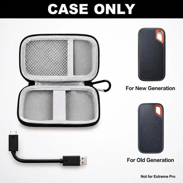 Alt view image 2 of 7 - Hard Case Compatible with SanDisk 500GB/ 1TB/ 2TB/ 4TB Extreme Portable SSD - Up to 1050MB/s - USB-C, USB 3.2 Gen 2 - External for Solid State Drive. Carrying Travel Holder for USB Cables (Box Only)