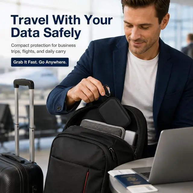 Alt view image 6 of 7 - Hard Case Compatible with SanDisk 500GB/ 1TB/ 2TB/ 4TB Extreme Portable SSD - Up to 1050MB/s - USB-C, USB 3.2 Gen 2 - External for Solid State Drive. Carrying Travel Holder for USB Cables (Box Only)
