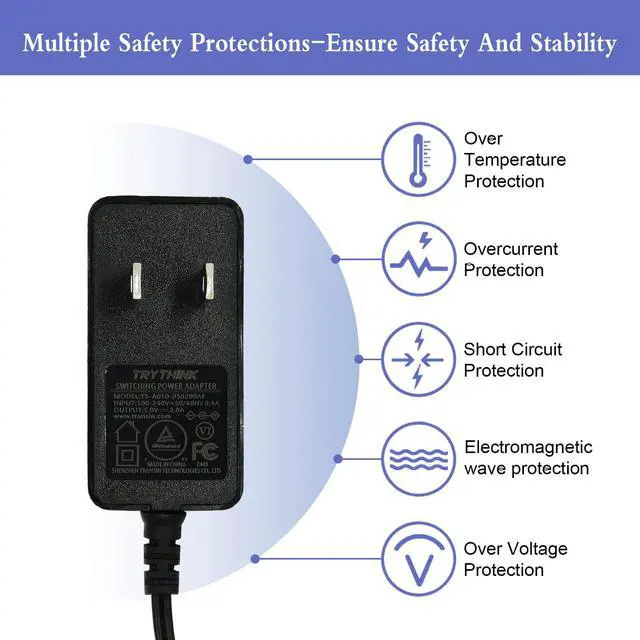 Alt view image 5 of 7 - 5V 2A 1A 0.8A 0.5A Power Supply Adapter, 10W AC/DC Adapter 100-240V AC to DC 5V Power Cord Converter with 5.5mm x 2.1mm Plug and 9 Interchangeable Plug, for 5V Electronic Devices ONLY (1 Pack)