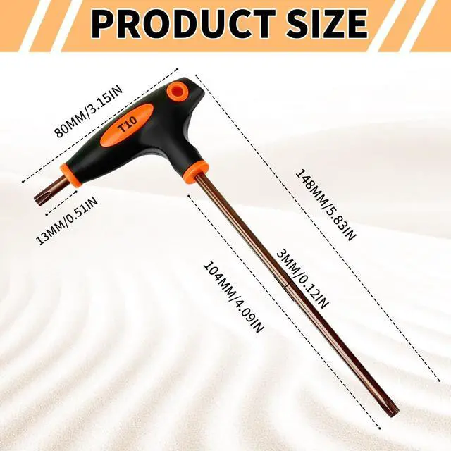Alt view image 2 of 7 - T10 Torx Screwdriver, Anti Tamper Proof Torx Key, S2 Steel T-Handle Dual End Wrench for Home Repair and Mechanical Maintenance