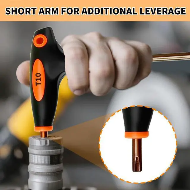 Alt view image 6 of 7 - T10 Torx Screwdriver, Anti Tamper Proof Torx Key, S2 Steel T-Handle Dual End Wrench for Home Repair and Mechanical Maintenance