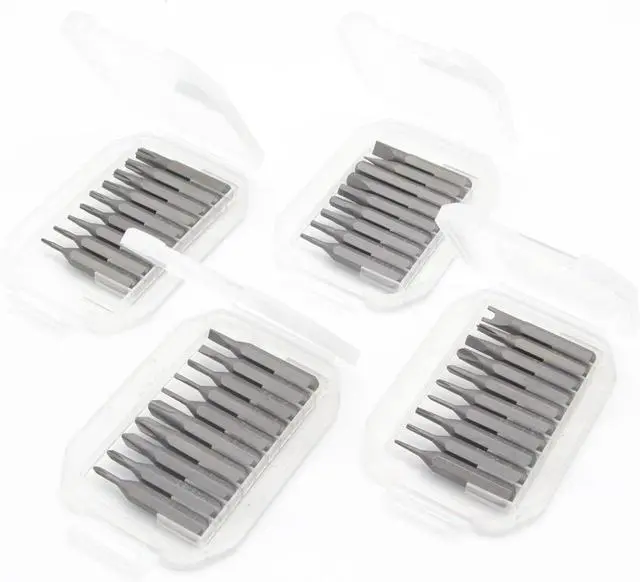 Main image of Precision S2 Steel 4mm screwdriver bit set 38pcs - Phillips 000 00 and more, Flathead, Torx 2 3 4 5 6, Torx Security, Pentalobem, Hex, Tri-Wing, Triangle, U-shaped Bits in Case Collection
