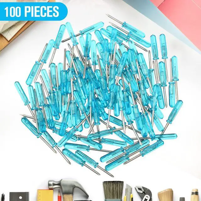 Alt view image 2 of 7 - 100 Pack Mini Screwdriver Tops Tiny 2.0 mm Pocket Cross Head Eyeglass Screwdriver with Blue Non-slip Handle for Watches Cellphone Camera Laptop Repair Tool