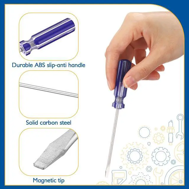 Alt view image 3 of 7 - 20 Pack Mini Slotted Screwdriver 3.0mm Flat Head 5.12" (130 mm) Length Precision Flat Head Screw Driver with Non-slip Handle for Small Appliances Repair (Blue)