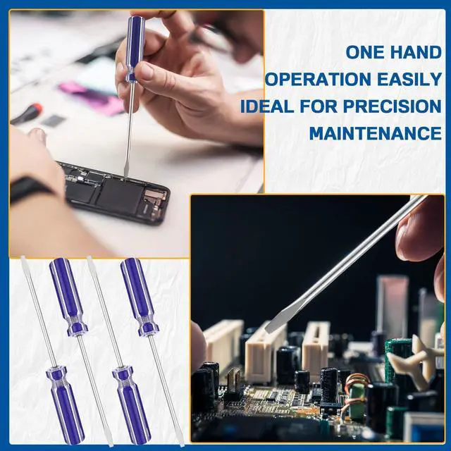 Alt view image 5 of 7 - 20 Pack Mini Slotted Screwdriver 3.0mm Flat Head 5.12" (130 mm) Length Precision Flat Head Screw Driver with Non-slip Handle for Small Appliances Repair (Blue)
