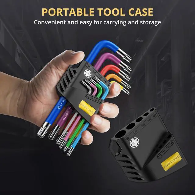 Alt view image 5 of 7 - Star Allen Wrench Set, 9PCS Star Key Set, T10-T50, Long Arm Star Key Set, Color Coding TX Key Set for Vehicle, and Bicycle Repairs