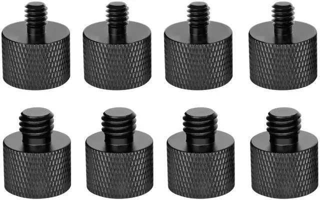 Main image of 8pcs Mic Stand Adapter 5/8 to 3/8 and 5/8 to 1/4 Mic Thread Screw Adapter Combo Pack For Microphone Mounts and Stands (Black
