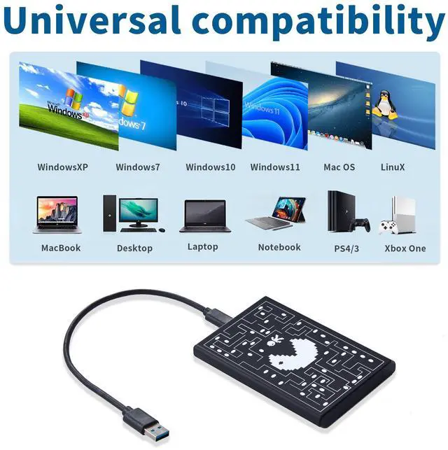 Alt view image 3 of 7 - 2.5 Inch 500GB External Hard Drive, Portable Hard Drive for Windows, Ultra Slim External HDD Compatible with PC, MAC, Laptop, PS4, Xbox One, Xbox 360, Plug and Play