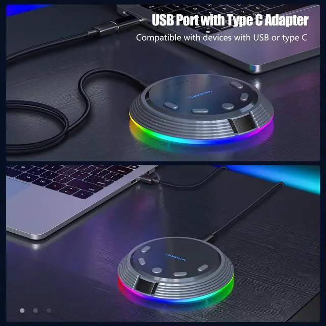 Alt view image 5 of 7 - Gaming USB Microphone with AI Noise Cancellation, 5 Voice Changes, Mute, Volume Control, RGB Light Condenser Computer Microphone for PC Gamer, YouTube, Streaming, Conference