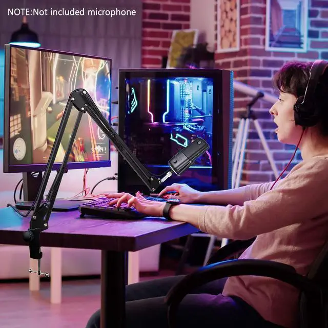 Alt view image 6 of 6 - For Elgato Wave 3 Boom Arm Microphone Stand, Professional Mic Boom Arm Mic Stand Compatible with Elgato Wave:3 USB Condenser Microphone by SUNMON