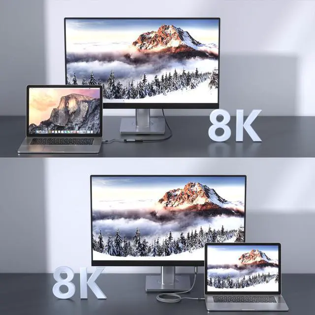 Alt view image 6 of 6 - 8K USB Type C to DisplayPort 1.4 Cable, 7680x4320 USB-C to DP Monitor Video Adapter Converter for PC/Laptop (6ft/1.8m)