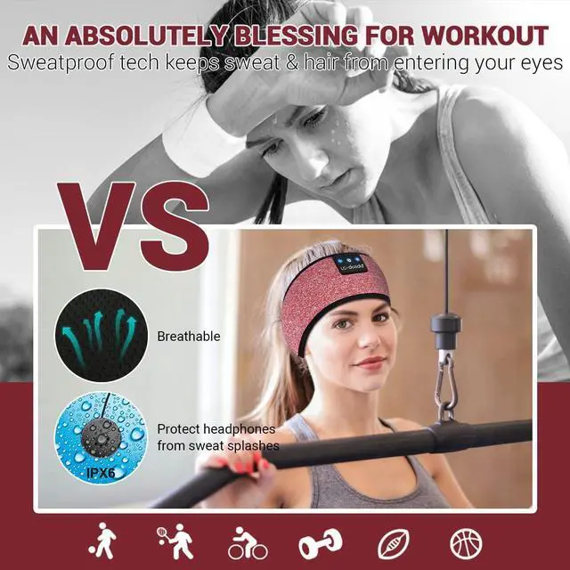 Alt view image 5 of 6 - Sleep Headphones Bluetooth Headband Sleeping Wireless Headband Headphones with Thin HD Stereo Speakers Perfect for Side Sleepers, Sport, Yoga, Travel
