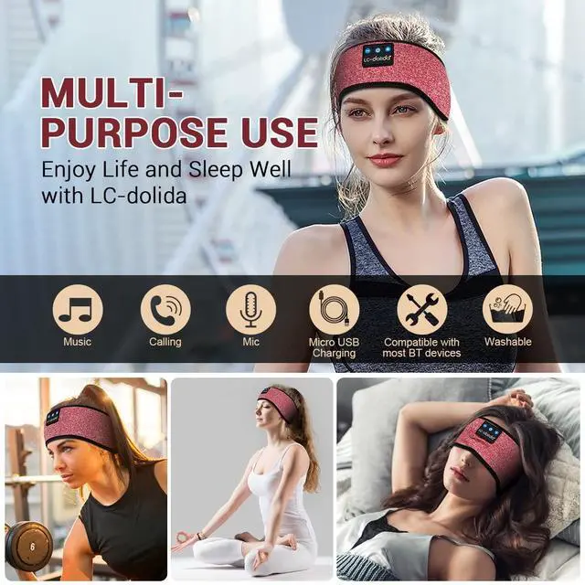 Alt view image 6 of 6 - Sleep Headphones Bluetooth Headband Sleeping Wireless Headband Headphones with Thin HD Stereo Speakers Perfect for Side Sleepers, Sport, Yoga, Travel