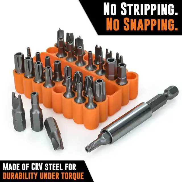 Alt view image 7 of 7 - Mutt Tools 33pc Security Bit Set - Complete Torx Security Screwdriver Set with Tamper Proof Bits - Star Bits, Hex, Spanner, Tri-Wing & Torq - Professional Security Torx Bit Set