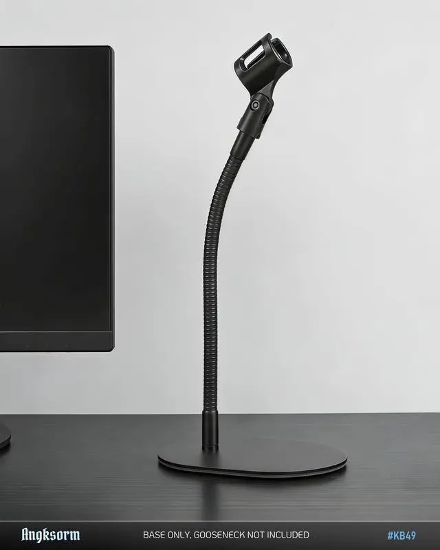 Alt view image 7 of 7 - Universal Mic Stand Base, Heavy-Duty Elliptical Metal Table Desktop Mount with 5/8"-27 Thread, 1/4" & 3/8" Adapters, Compatible with Extension Tube, Goosenecks Arms, Booms - KB49