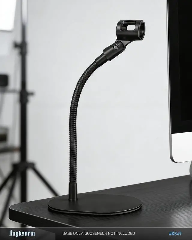 Alt view image 5 of 7 - Universal Mic Stand Base, Heavy-Duty Elliptical Metal Table Desktop Mount with 5/8"-27 Thread, 1/4" & 3/8" Adapters, Compatible with Extension Tube, Goosenecks Arms, Booms - KB49