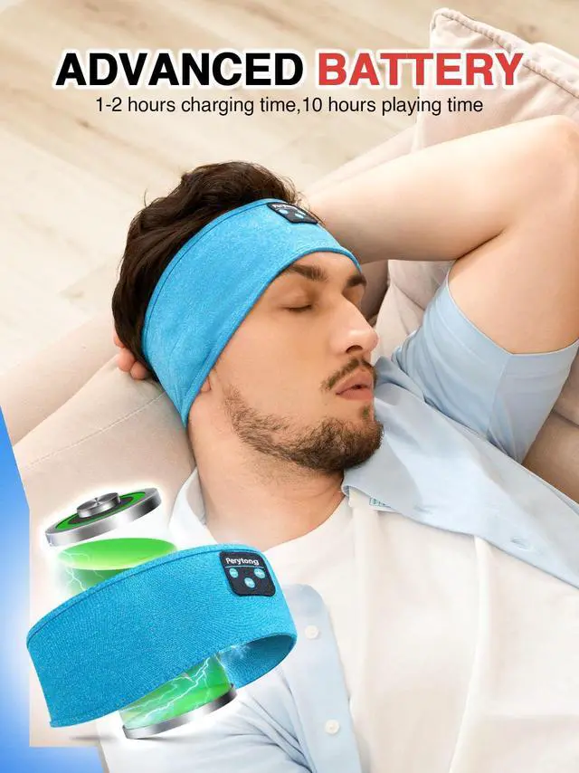 Alt view image 5 of 7 - Sleep Headphones Wireless, Bluetooth Sports Headband Headphones with Ultra-Thin HD Stereo Speakers Perfect for Sleeping,Workout,Jogging,Yoga,Insomnia, Air Travel, Meditation (Azure)