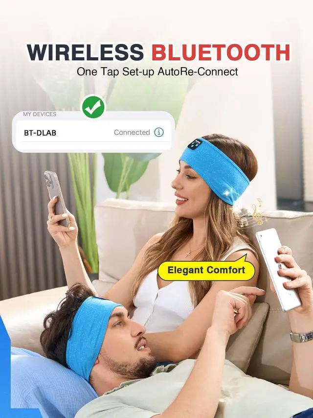Alt view image 6 of 7 - Sleep Headphones Wireless, Bluetooth Sports Headband Headphones with Ultra-Thin HD Stereo Speakers Perfect for Sleeping,Workout,Jogging,Yoga,Insomnia, Air Travel, Meditation (Azure)