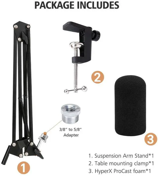 Alt view image 5 of 6 - HyperX ProCast Microphone Boom Arm - Mic Boom Arm Compatible with HyperX ProCast, Mic Arm Stand with Microphone Cover, Improve Sound Quality,Mic Boom Arm for ProCast by SUNMON