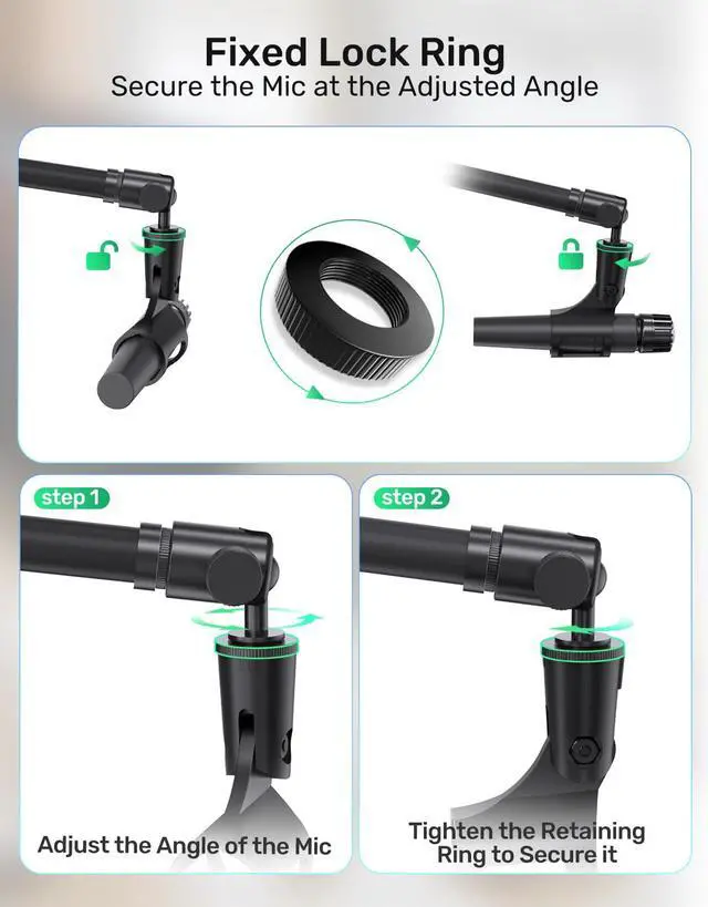 Alt view image 5 of 7 - Ball and Socket Head Microphone Adapter with Angle Adjustment 360° Pan & 90° Tilt, with 5/8" and 3/8" All-Metal Adapter, Camera, Lightweight & Secure Locking, Swivel Mic Stand Adapter