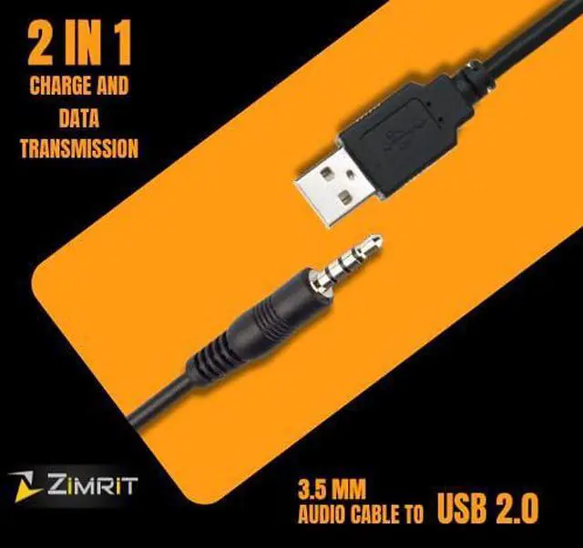 Alt view image 2 of 7 - 3.5mm Aux to USB Adapter Cable 3ft USB 2.0 Male to 3.5mm Audio Jack Cord for Charging and Syncing Compatible with MP3 Players, Headphones, and Most Car Charger Models (Not All) Black