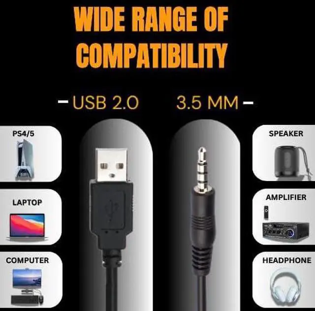 Alt view image 3 of 7 - 3.5mm Aux to USB Adapter Cable 3ft USB 2.0 Male to 3.5mm Audio Jack Cord for Charging and Syncing Compatible with MP3 Players, Headphones, and Most Car Charger Models (Not All) Black