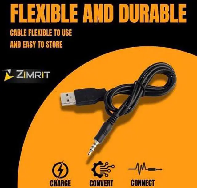 Alt view image 4 of 7 - 3.5mm Aux to USB Adapter Cable 3ft USB 2.0 Male to 3.5mm Audio Jack Cord for Charging and Syncing Compatible with MP3 Players, Headphones, and Most Car Charger Models (Not All) Black