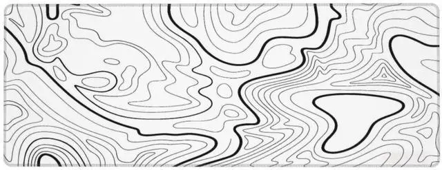 Main image of White Topographic Contour Extended Big Mouse Pad Large,Gaming Mouse Pad Desk Pad,31.5x11.8x0.12 Inch Long Computer Keyboard Mouse Mat Mousepad Non-Slip Base and Stitched Edge for Gaming and Office