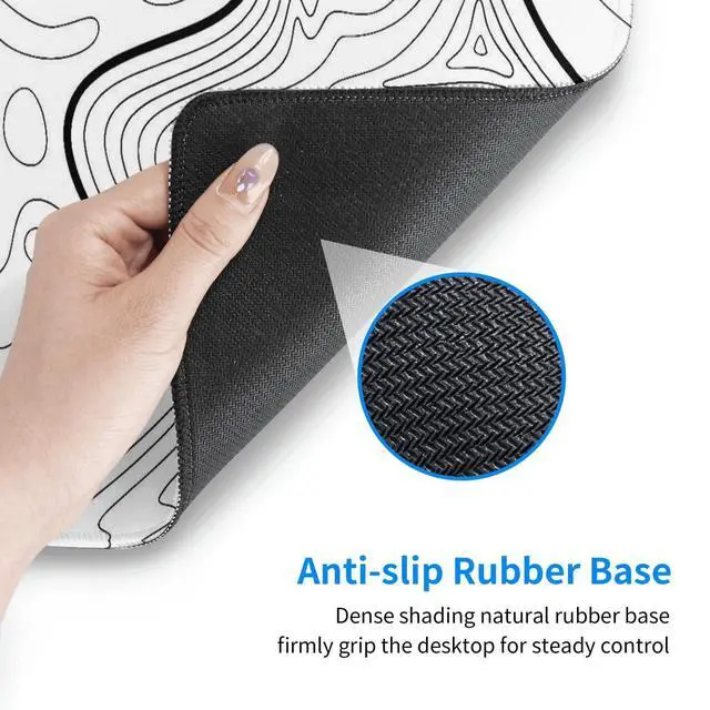 Alt view image 5 of 7 - White Topographic Contour Extended Big Mouse Pad Large,Gaming Mouse Pad Desk Pad,31.5x11.8x0.12 Inch Long Computer Keyboard Mouse Mat Mousepad Non-Slip Base and Stitched Edge for Gaming and Office