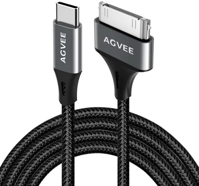Main image of [2 Pack 3ft USB-C to 30 Pin Cable for Old iPhone 4/4S iPad 1/2/3 iPod, Braided Metal Shell Type-C to 30Pin Adapter Charging Charger Data Cord, Dark Gray