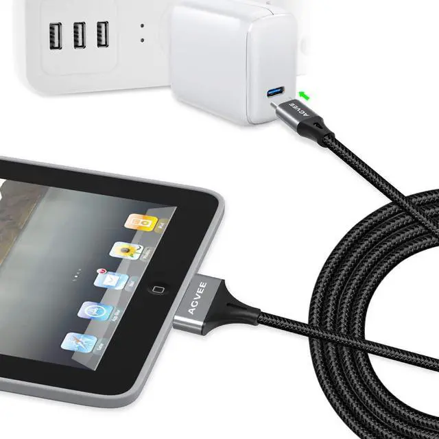 Alt view image 3 of 7 - [2 Pack 3ft USB-C to 30 Pin Cable for Old iPhone 4/4S iPad 1/2/3 iPod, Braided Metal Shell Type-C to 30Pin Adapter Charging Charger Data Cord, Dark Gray
