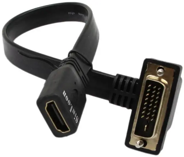 Main image of DVI to HDMI Cable Gold-Plated 90 Degree Angle DVI 24 1 Male to HDMI Female 1080p Video Converter - Flat, DVD & Projector Adapter