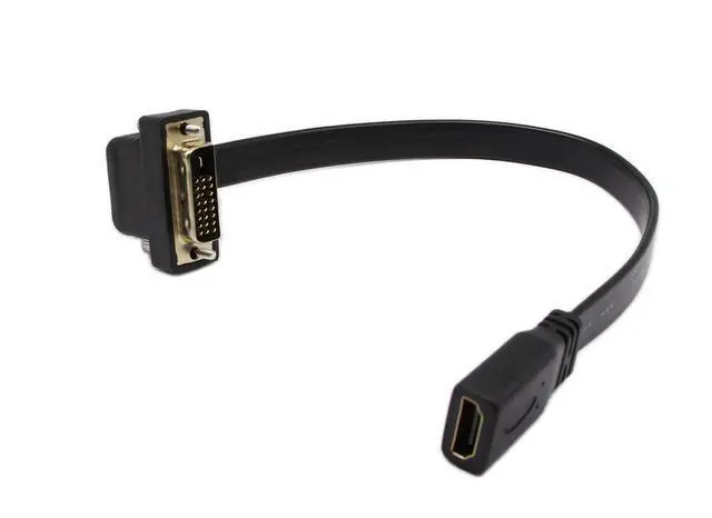 Alt view image 2 of 7 - DVI to HDMI Cable Gold-Plated 90 Degree Angle DVI 24 1 Male to HDMI Female 1080p Video Converter - Flat, DVD & Projector Adapter