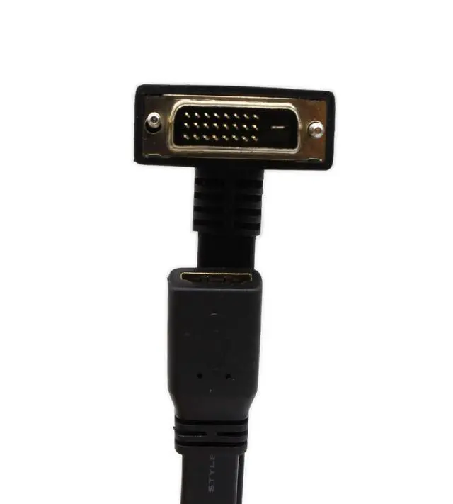 Alt view image 3 of 7 - DVI to HDMI Cable Gold-Plated 90 Degree Angle DVI 24 1 Male to HDMI Female 1080p Video Converter - Flat, DVD & Projector Adapter