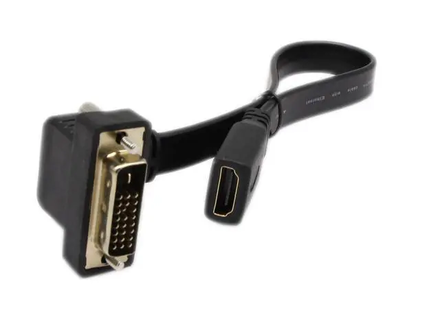 Alt view image 4 of 7 - DVI to HDMI Cable Gold-Plated 90 Degree Angle DVI 24 1 Male to HDMI Female 1080p Video Converter - Flat, DVD & Projector Adapter