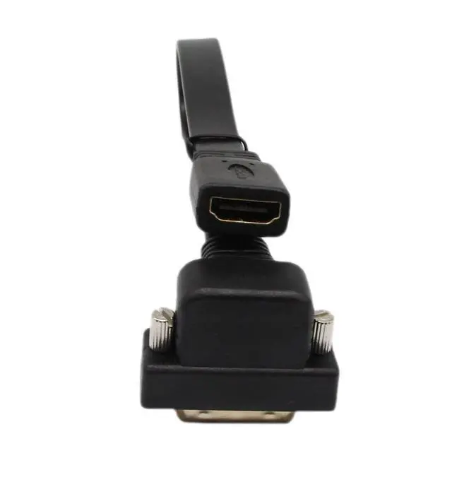 Alt view image 6 of 7 - DVI to HDMI Cable Gold-Plated 90 Degree Angle DVI 24 1 Male to HDMI Female 1080p Video Converter - Flat, DVD & Projector Adapter