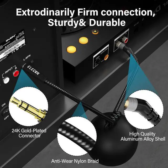 Alt view image 3 of 6 - 135 Degree 1/8 Inch 3.5 MM AUX Cable Headphone Cord Wire 2 Ft/2 Pack, Angled Hi-Fi Sound Thin&Slim Braided TRS Stereo Audio Beats Cable for Car,Home Stereos, Speaker,Phones
