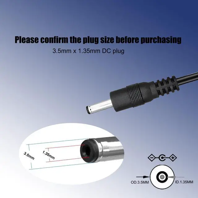Alt view image 4 of 5 - 3 Pack 3.3FT USB to DC 3.5mm x 1.35mm Power Cable, 5V Charging Cord, Barrel Jack Plug Adapter for Small Electronics & DIY Devices,Black