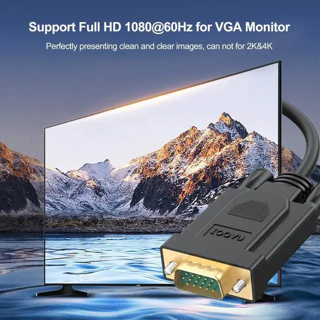Alt view image 3 of 7 - HDMI to VGA Cable 3FT, Computer HDMI to VGA Monitor Cord (Male to Male) Compatible for Raspberry Pi, Roku, Computer, Desktop, Laptop, PC, Monitor, Projector, HDTV and More-NOT Bidirectional