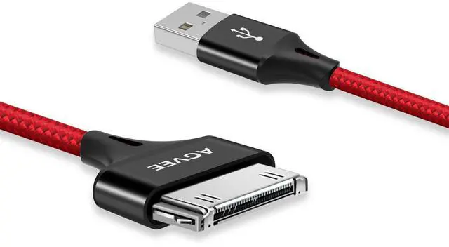 Alt view image 4 of 7 - 4ft 30 Pin Charger Cable Charging for Old iPod Touch 4 3 2 1 Nano, iPod Classic 3 2 1, Old iPad 1 2 3, Old iPhone 4 4S 3G 3GS, Red