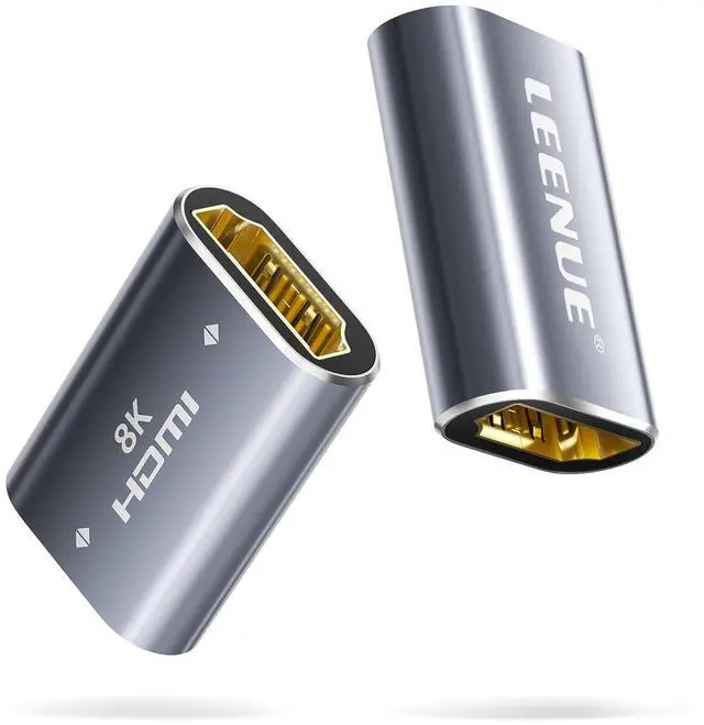 Main image of HDMI Coupler 8K Female to Female Connector, HDMI 2.1 Aluminum Adapter, Supports 8K@60Hz / 4K@120Hz for HDTV, Roku, Monitor, Projector, Gaming Console, 2 Pack, Silver