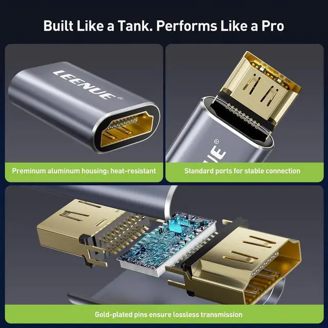 Alt view image 4 of 7 - HDMI Coupler 8K Female to Female Connector, HDMI 2.1 Aluminum Adapter, Supports 8K@60Hz / 4K@120Hz for HDTV, Roku, Monitor, Projector, Gaming Console, 2 Pack, Silver