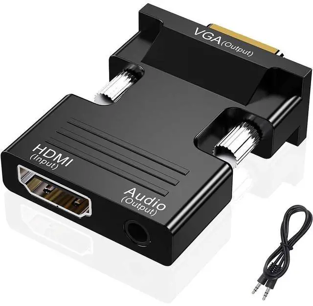 Main image of HDMI to VGA Adapter, HD 1080P Audio Video Converter, Gold-Plated Connector (Female to Male) for Computers, desktops, laptops, PCs, Monitors, projectors, HDTVs, Chromebooks,Raspberry Pi,Roku, Xbox,etc