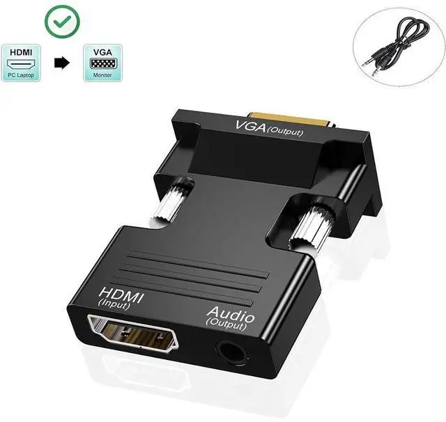 Alt view image 2 of 7 - HDMI to VGA Adapter, HD 1080P Audio Video Converter, Gold-Plated Connector (Female to Male) for Computers, desktops, laptops, PCs, Monitors, projectors, HDTVs, Chromebooks,Raspberry Pi,Roku, Xbox,etc
