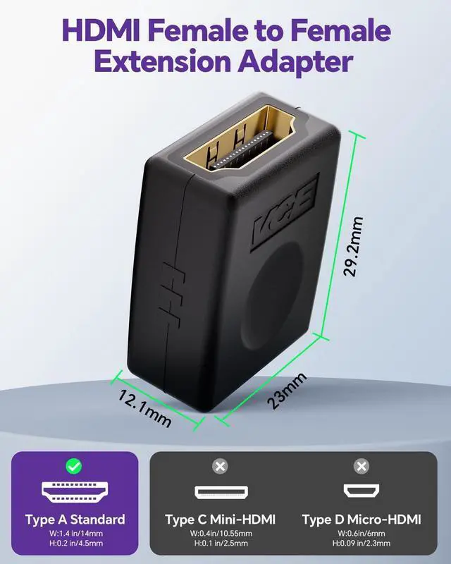 Alt view image 6 of 7 - HDMI Coupler HDMI Female to Female Connector 3D 4K Extension Adapter Compatible with PCs and Xbox OneWall-Mounted TVs and TV Sticks, 2-Pack