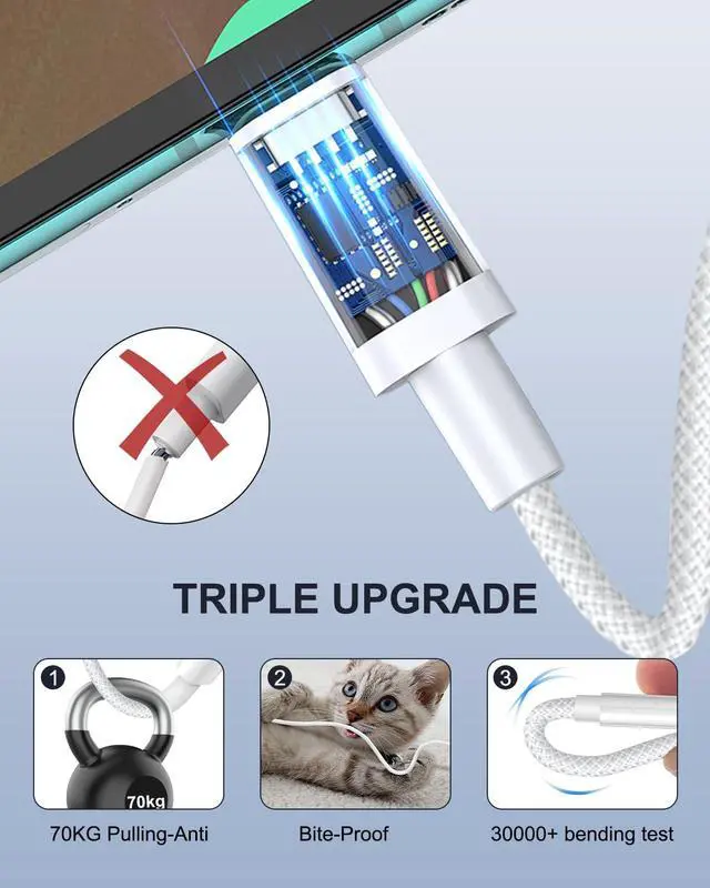 Alt view image 3 of 7 - USB iPhone Charger Cable 3FT 2Pack Apple MFi Certified, USB to Lightning Cable Braided iPad Charger Cable iPhone Wire i Phone Charging Lead for iPhone 14/13/12 Mini/11 Pro Max/X/XR/XS/8/7Plus/SE/6/5